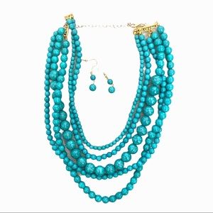 NWT *BOUTIQUE* BEAUTIFUL BEADED STATMENT NECKLACE & MATCHING EARRINGS